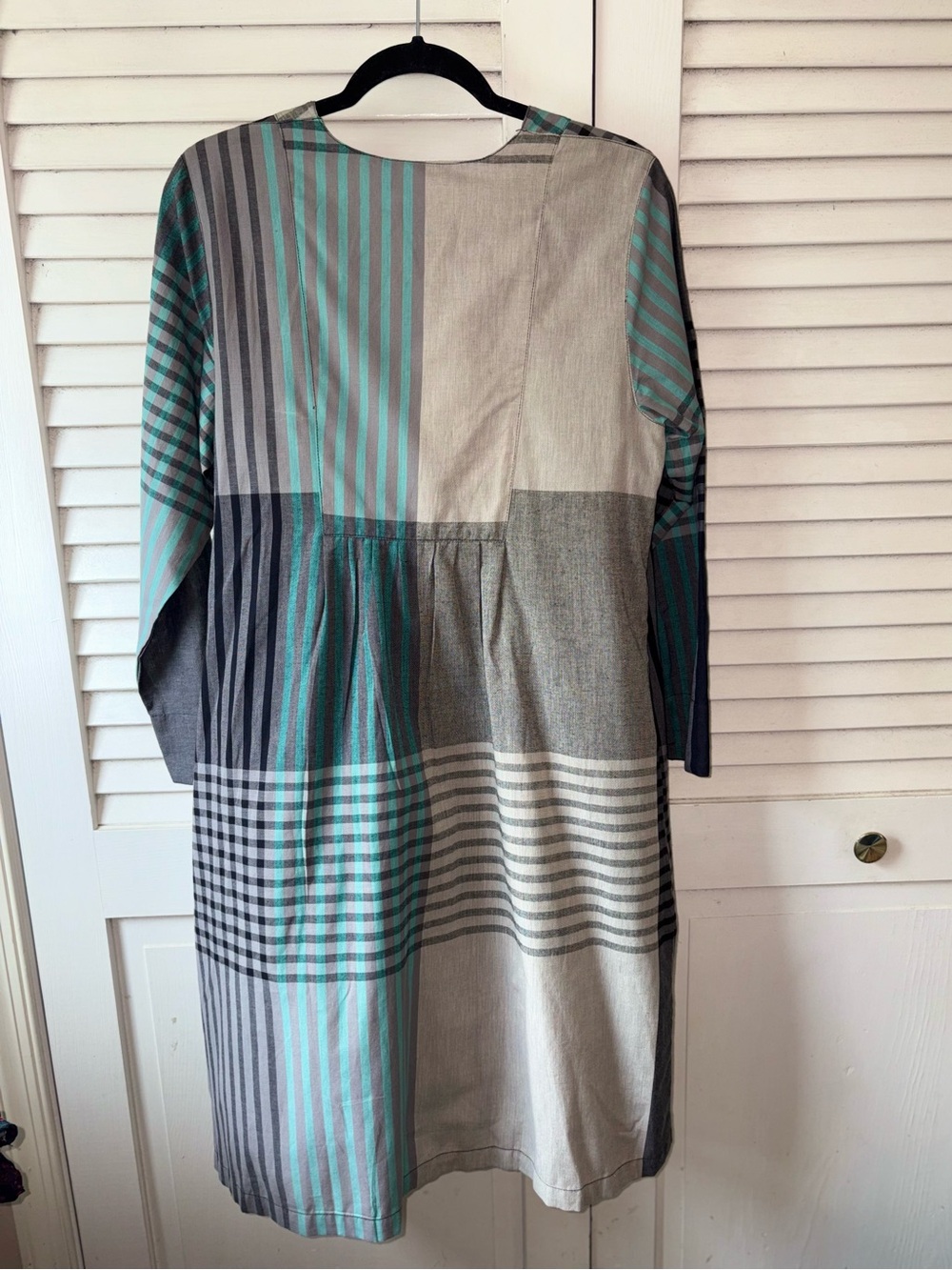 Gudrun Sjödén Patchwork Midi Dress S Organic Cotton Lagenlook Plaid - Picture 4 of 8